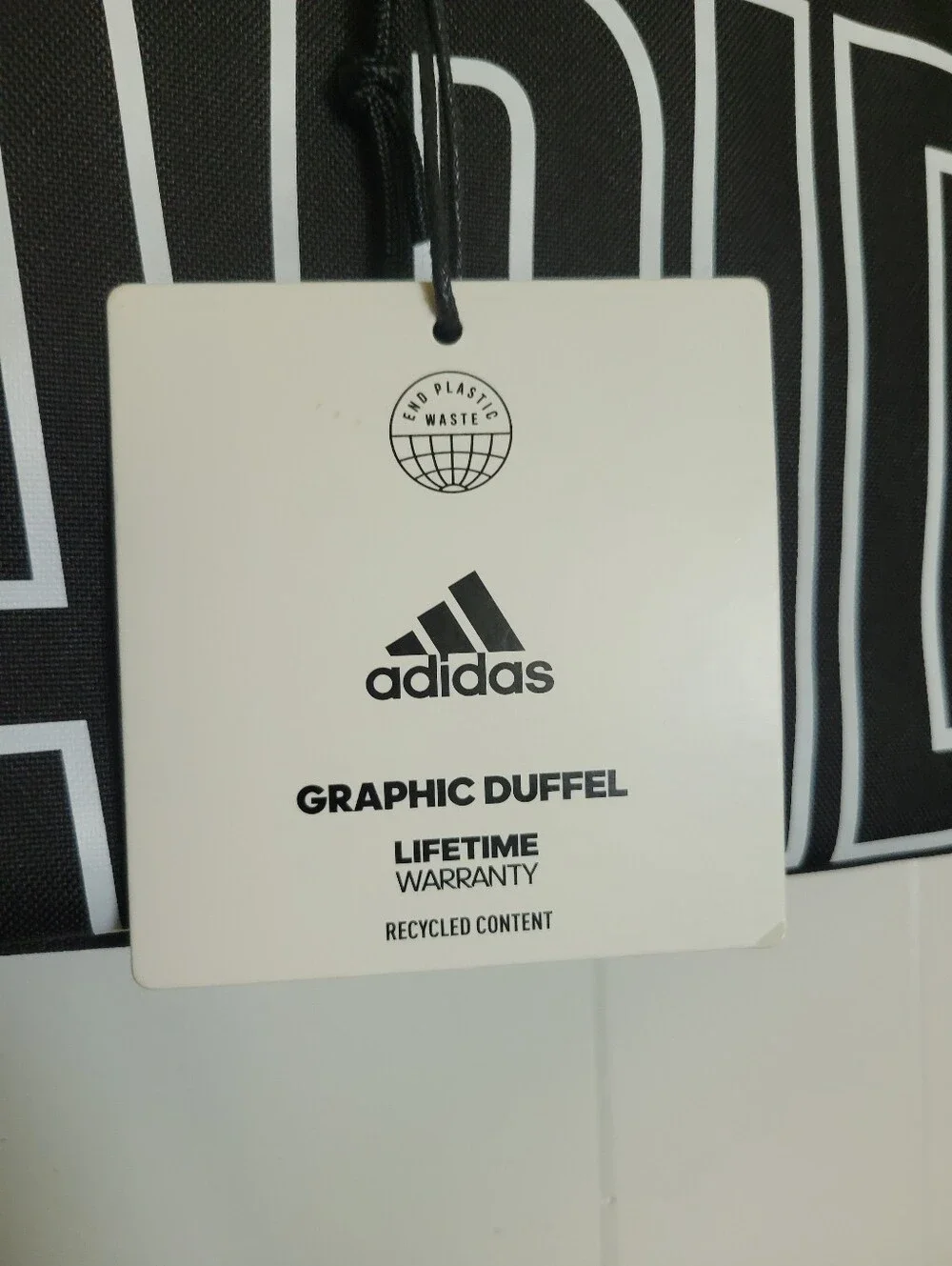 NWT Adidas Graphic Unisex Duffel Bag Gym Dual Strap & Handles Recycled Polyester